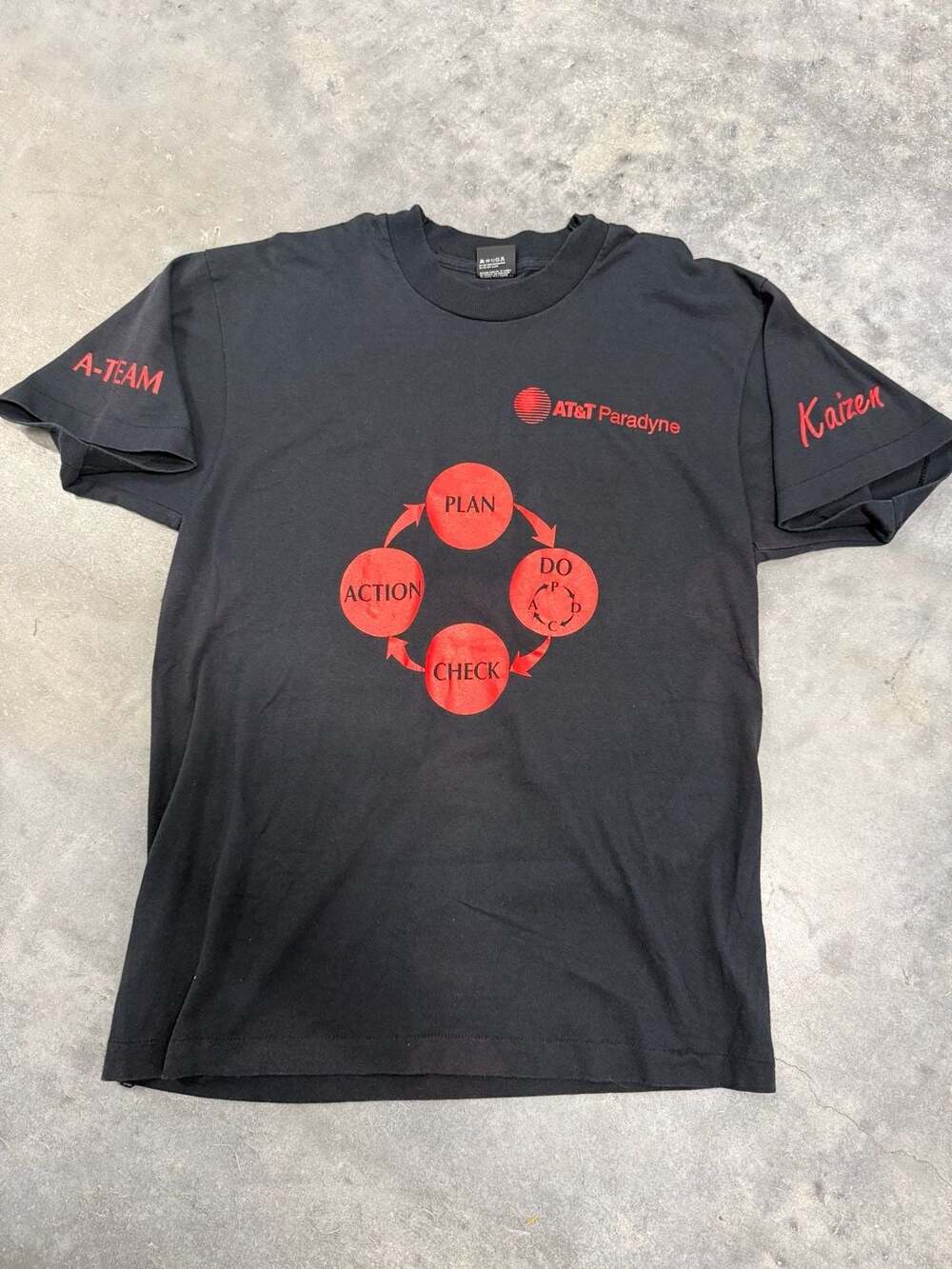 AT&T Paradyne T-Shirt Black PDCA Cycle Graphic Tee
